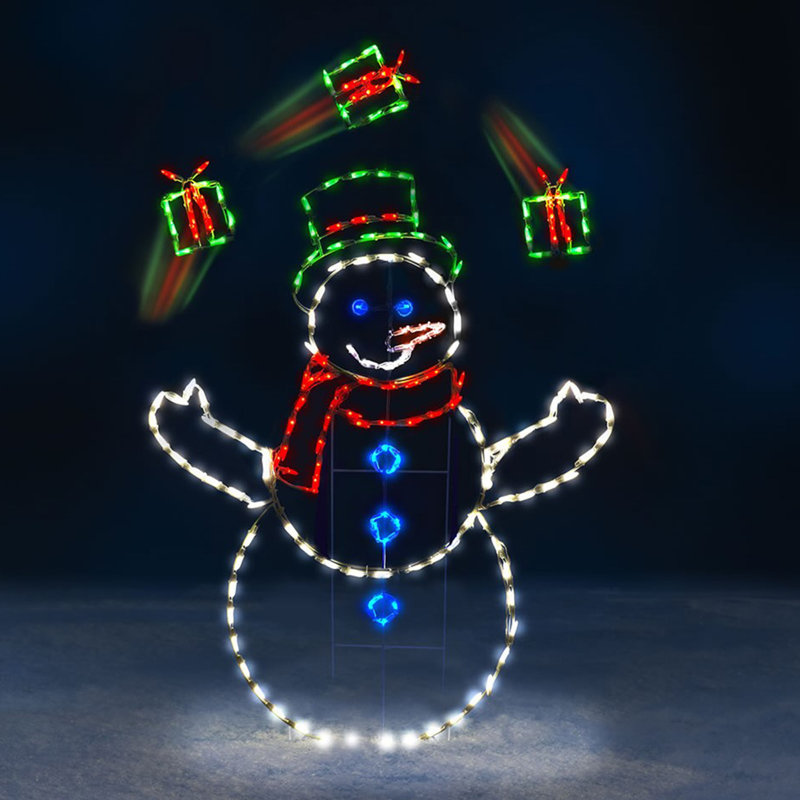 60-Inch Juggling Snowman Christmas Decoration – 358 Animated LEDs, Indoor/Outdoor, Multicolor